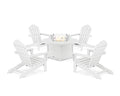 Trex Outdoor Furniture 5-Piece Monterey Bay Adirondack Conversation Set with Fire Pit Table Classic White