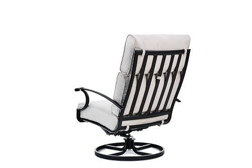 Winston Manor Ultra High Back Swivel Rocker Lounge Chair Weathered Teak/Linen Lace