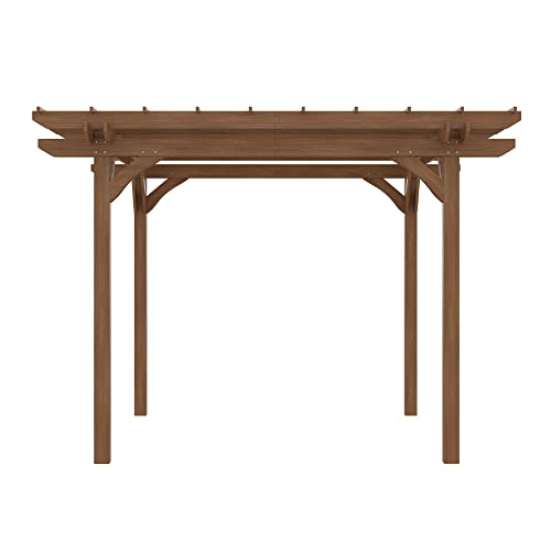 Outsunny 12' x 10' Outdoor Wood Pergola Gazebo for Climbing Plants Brown