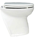 Jabsco Deluxe Flush Marine Head 17 Inch Electric Toilet Angled Back Raw Water Rinse 24 Volt White