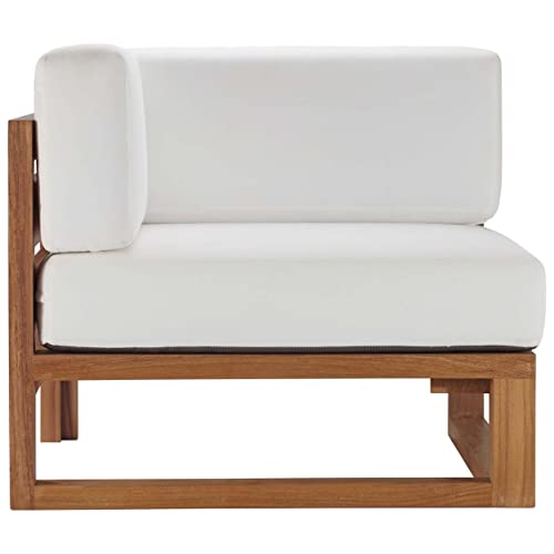 Modway Upland Patio Teak Wood Corner Chair Natural White