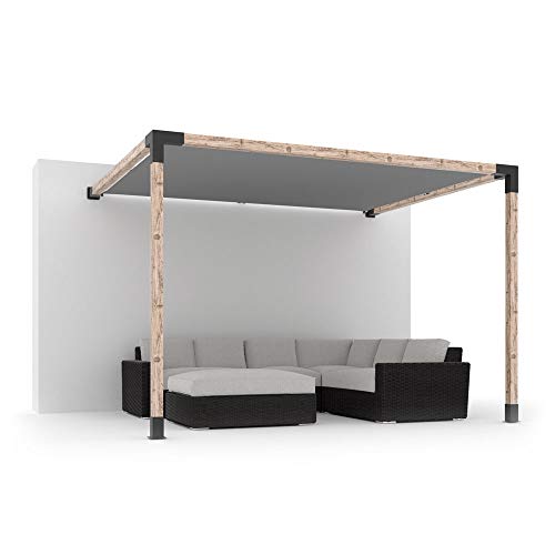 TOJAGRID Wall Mount Pergola Kit with Shade SAIL for 4x4 Wood Posts 10x10 Black