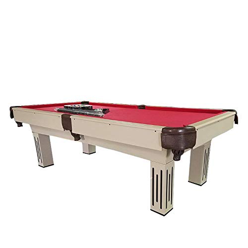 Pool Central 8' x 4' Red Billiard and Pool Net Pocket Game Table Brown