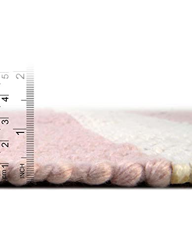 Unique Loom Eco Plaid Indoor Outdoor Washable Area Rug Balmoral 9' x 12' Pink/Ivory