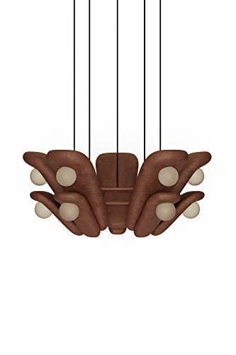 Generic Handmade Ceramic Pendant Light Double-Shaped Petals Red Clay