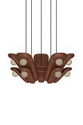 Generic Handmade Ceramic Pendant Light Double-Shaped Petals Red Clay