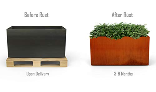 Plantercraft Corten Steel Planter Rectangle Natural 40"x16"x20