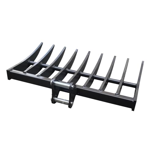 Wallemac Land Clearing Root Rake 36" for CAT Mini Excavator Dark Grey