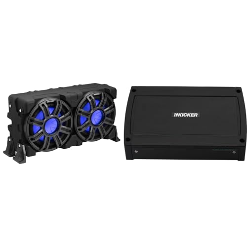 KICKER 10-Inch Loaded Marine Sub Enclosure with Passive Radiator & 48KXMA5004 Amp Bundle