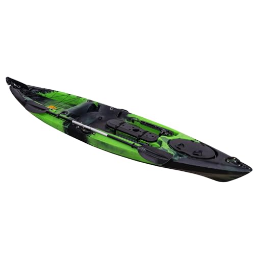 Hipicute 13FT Fishing Kayak Green Camo with Paddle & Comfortable Seat, 400LBS Capacity