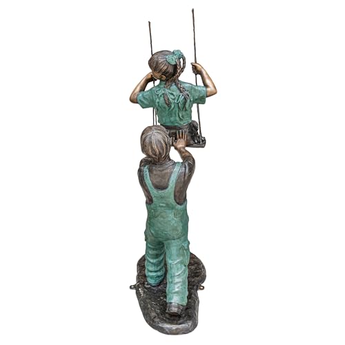 Design Toscano Swinging Children Cast Bronze Garden Statue 50 Inch Two Tone Bronze & Verdigris