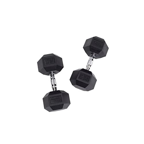 Body-Solid Rubber Hex Dumbbell Set 5-50 lbs Black