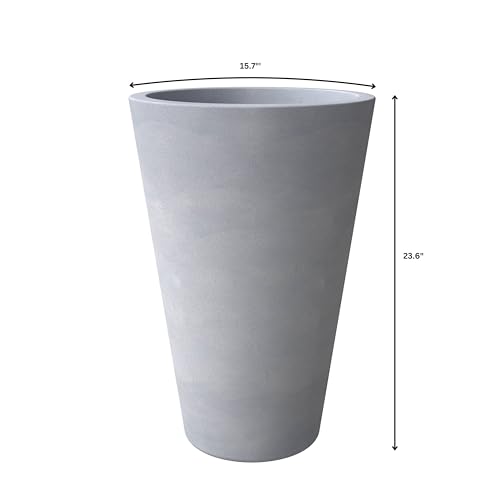LeisureMod Pebble 4-Piece Fiberstone and MGO Clay Planter Set Mid-Century Modern Gray
