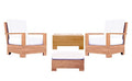 WholesaleTeak Leveb 4 Pc Lounge Chair Set with Cushions - 2 Lounge Chairs, Ottoman & Side Table in Canvas White