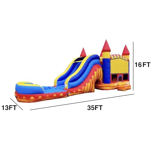 JumpOrange Commercial Inflatable Turbo Blaze Titan Bounce House Slide Combo Blue/Red/Yellow