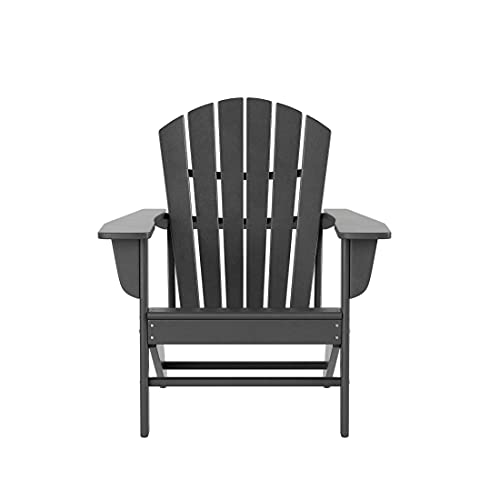 WO WESTIN OUTDOOR 12-Piece Traditional HDPE Adirondack Chair Set with Ottomans and Side Tables Grey