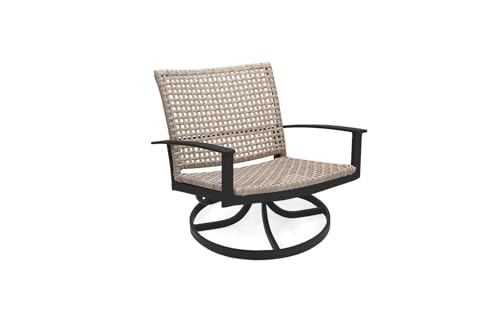 Winston Jasper Swivel Rocker Lounge Chair Textured Pewter Frame Finish/Beechwood Weave