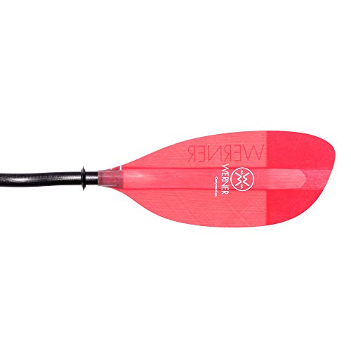 Werner Paddles Fiberglass Bent Shaft Kayak Paddle Translucent Red