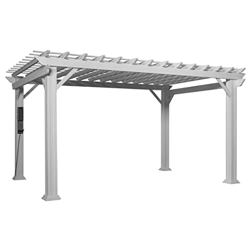 Backyard Discovery Hawthorne 14' x 10' Galvanized Steel Pergola Kit with Shade Sail Canopy White