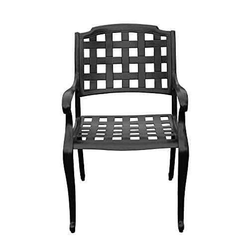 Oakland Living Modern Ornate Outdoor Mesh Aluminum 68-in Rectangular Patio Dining Set with Six Chairs Black