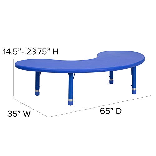 EMMA + OLIVER Half-Moon Blue Plastic Adjustable Activity Table