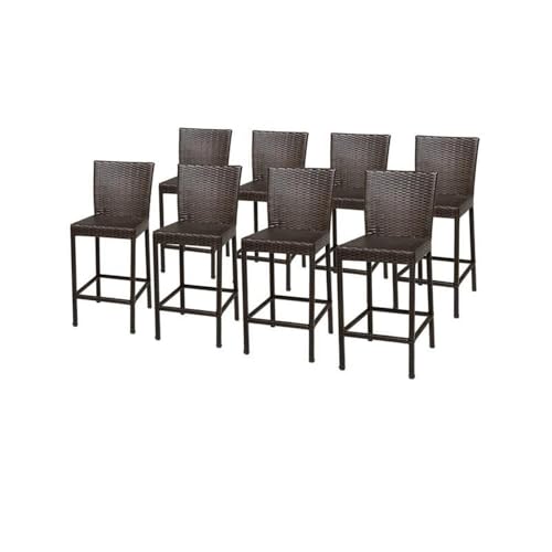 Afuera Living Contemporary Polyethylene Wicker Barstools with Back - Set of 8