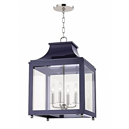 Bailey Street Home Four Light Large Pendant Polished Nickel/Navy Silver