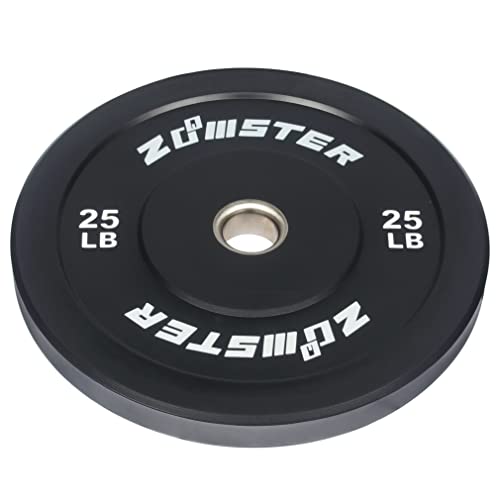 Zoomster Bumper Plate Olympic Weight Plate with Steel Insert Strength Training Weight Lifting Plate 370LB Black