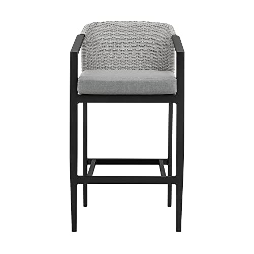 Armen Living Aileen Modern Patio Counter Chair Bar Stool Black