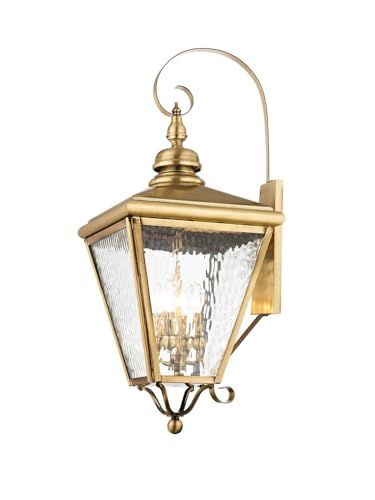Livex Transitional Four Light Outdoor Wall Lantern Cambridge Collection Brushed Nickel