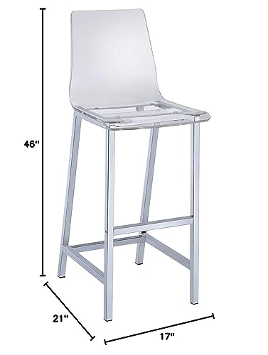 Benzara Modern Stool Clear/Silver