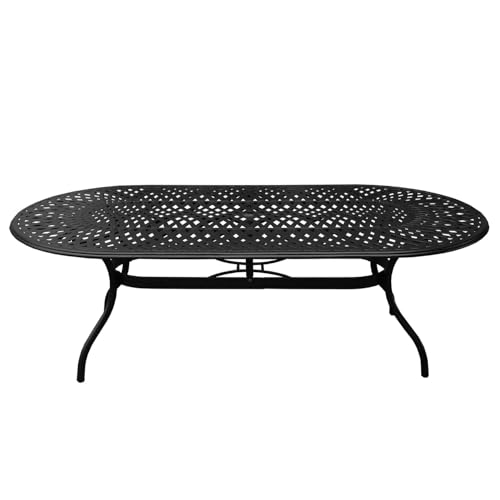 Oakland Living Modern Outdoor Mesh Lattice Aluminum 95-in Black Oval Dining Set