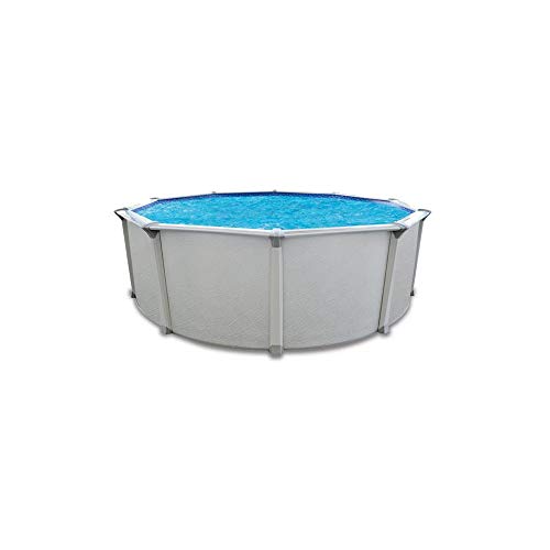 Aquarian Fuzion 24 Ft x 52 in Round Above Ground Swimming Pool Backyard Framed Pool Kit Gray