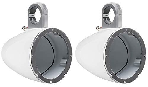 KICKER 45KM654L Marine LED Speakers Bundle with 12KMTESW Tower Enclosures, KMTAP Adapter Pack, and Rockville 16G50 Wire White