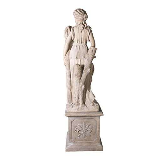 Design Toscano Summer Woman of the Four Seasons Garden Statue with Plinth 87 inch Ancient Ivory