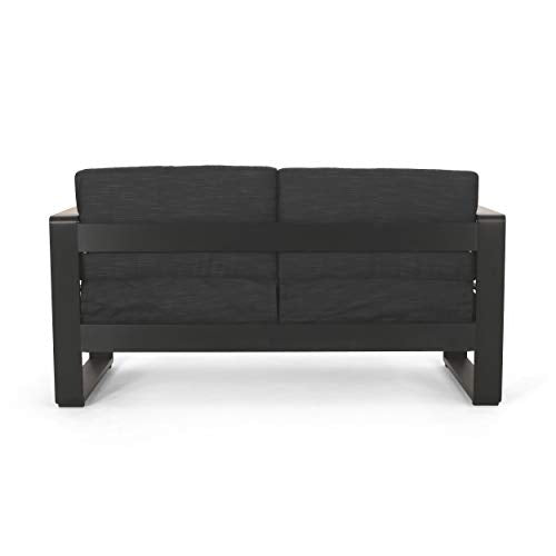 Roomfitters Modern 2-Seater Outdoor Loveseat with Aluminum Frame and Cushions Black