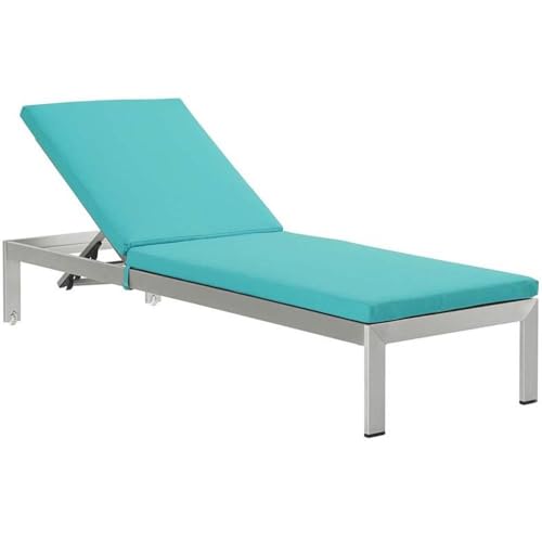 Pemberly Row 3-Piece Modern Aluminum Patio Chaise Lounge Set Turquoise