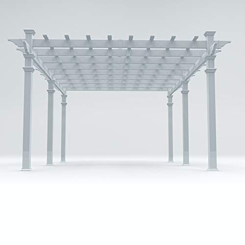 Vita 12x16 Foot White Vinyl Barcelona Flat Top Pergola