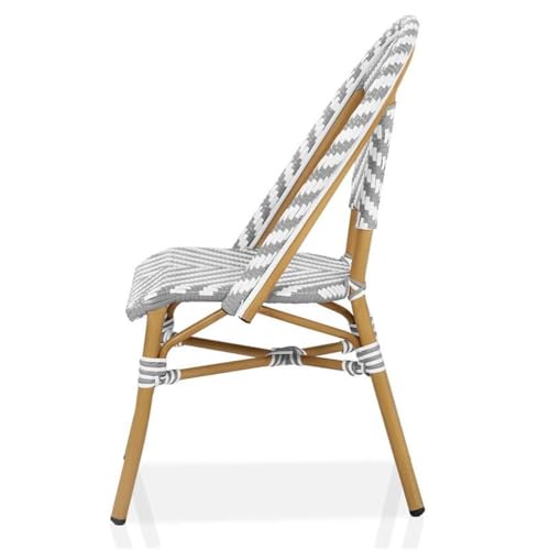 Furniture of America Acti Modern Aluminum Patio Dining Chair Set of 4 Gray