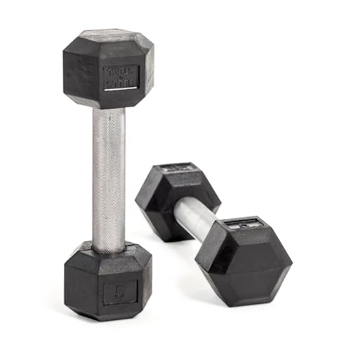 Bells of Steel Hex Dumbbells Set 55-80lb Rubber Medium Knurled