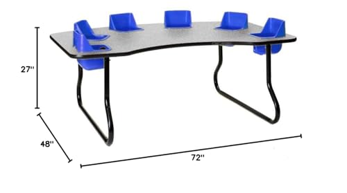 Toddler Tables Brand 6-Seat Toddler Table 27" Glace Top Blue Seats Black T-Mold