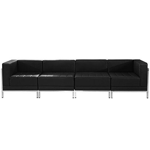BizChair Black LeatherSoft 4 Piece Lounge Set