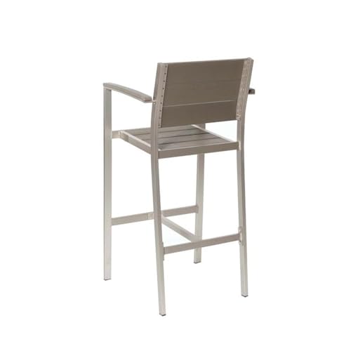 Pemberly Row 44" Aluminum Outdoor Bar Stools Set of 6 Grey