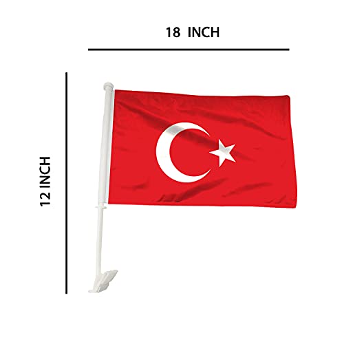 BANNER BUZZ MAKE IT VISIBLE Turkey Car Flag Window Clip 18” X 12” White - Pack of 100