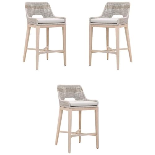 Home Square 31" Wood Outdoor Barstool Set of 3 Gray