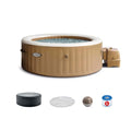 Intex PureSpa 4 Person Round Bubble Massage Inflatable Hot Tub Spa Set Tan