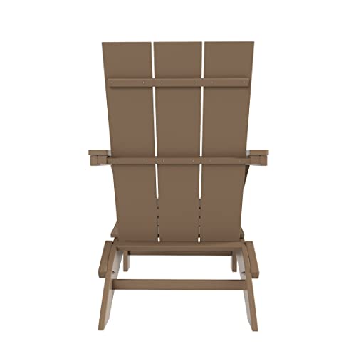 WestinTrends Ashore 8-Piece Modern Poly Folding Adirondack Chair Set Weathered Wood