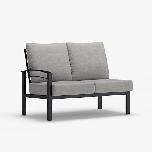 Winston Stanford Cushion Outdoor Loveseat with Right Arm Textured Pewter