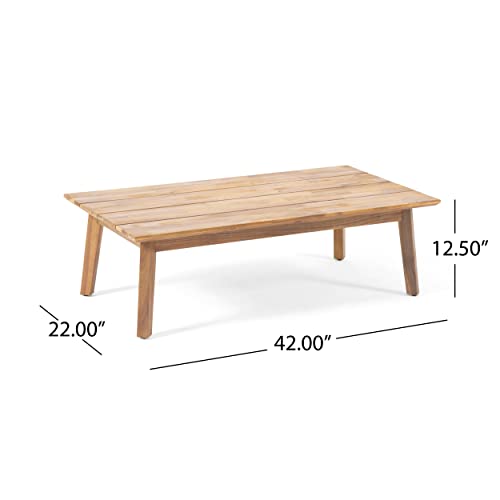 Christopher Knight Home Alina Outdoor Acacia Wood Loveseat Set with Coffee Table Teak Finish, Beige
