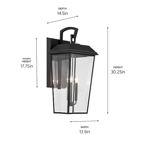 Kichler Mathus 3-Light Outdoor Wall Light Textured Black